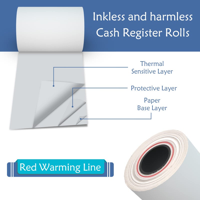 BESTEASY 2-1/4" x 85' POS Cash Register Roll Thermal Receipt Paper White Cash Register POS Receipt Paper (50 Rolls) - Image 3